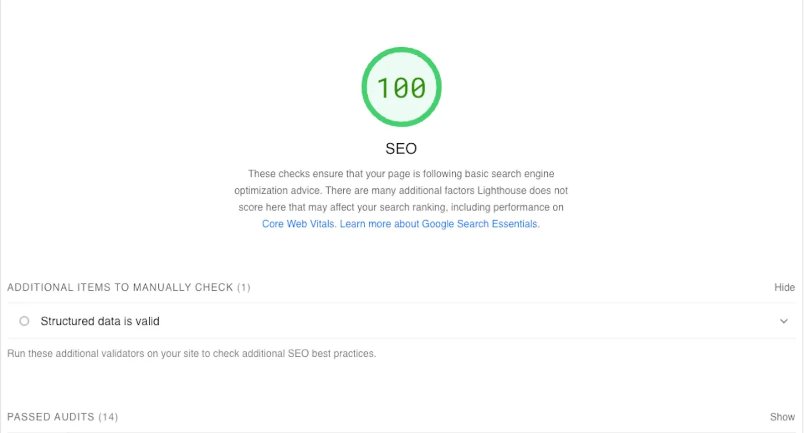 SEO Score of 100 on Page Speed Insights (SEO manager HD-SEO).