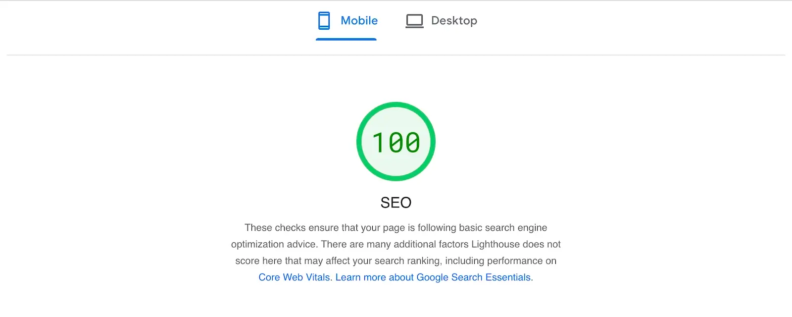 Page Speed Insights Perfect SEO Score (Technical SEO Consultant HD-SEO)