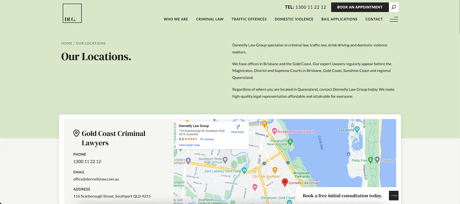 Local SEO location pages for Donnelly Law Group (written by HD-SEO)